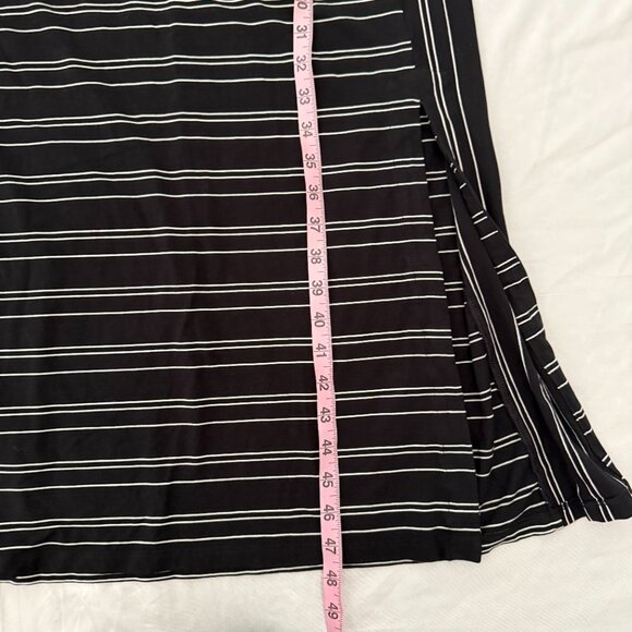 J. Jill Wearever Side Slit Sleeveless V-Neck Black White Stripe Maxi Dress M - Picture 5 of 7